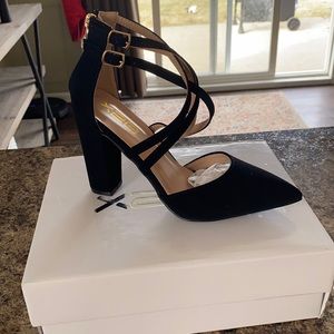 Black strappy heels